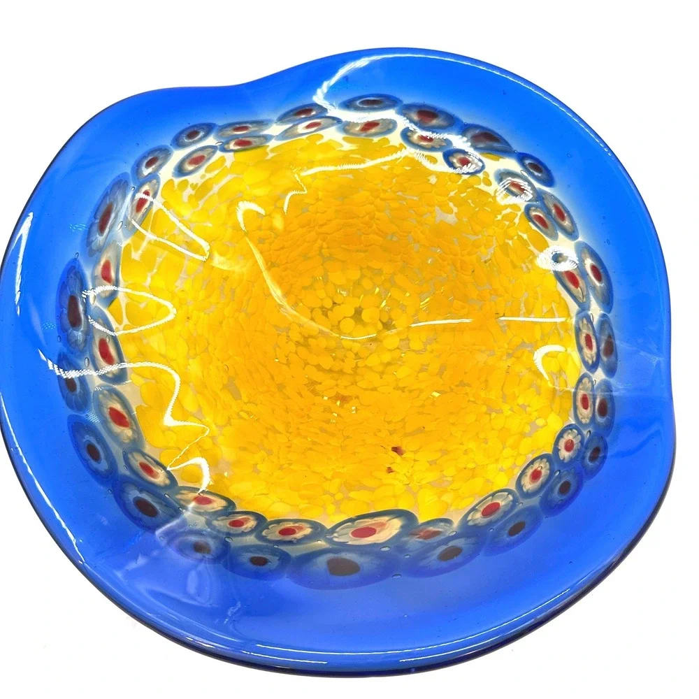 Murano Style Art Glass Footed Bowl 12
